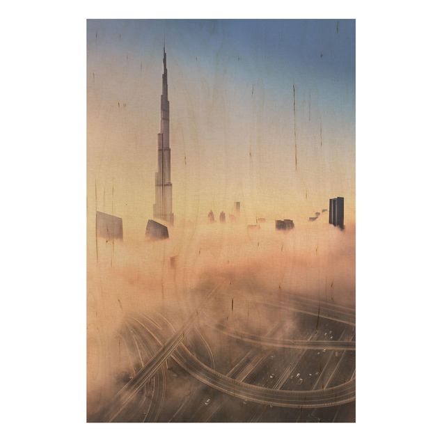 Quadri in legno con architettura e skylines Skyline di celeste di Dubai
