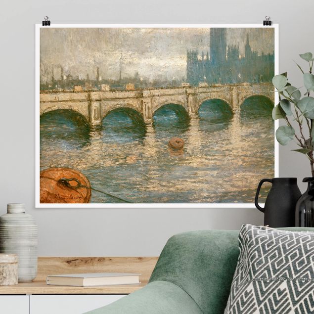 Stampe quadri famosi Claude Monet - Il ponte sul Tamigi e il palazzo del Parlamento a Londra