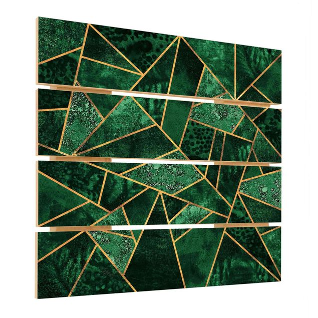 Stampa su legno - Elisabeth Fredriksson - Dark Emerald con oro - Quadrato 1:1