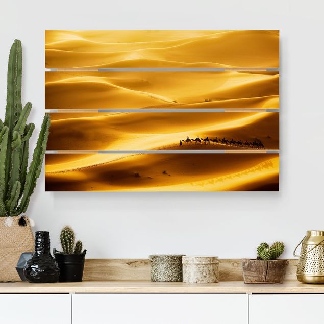 Quadri in legno con paesaggio Dune d'oro