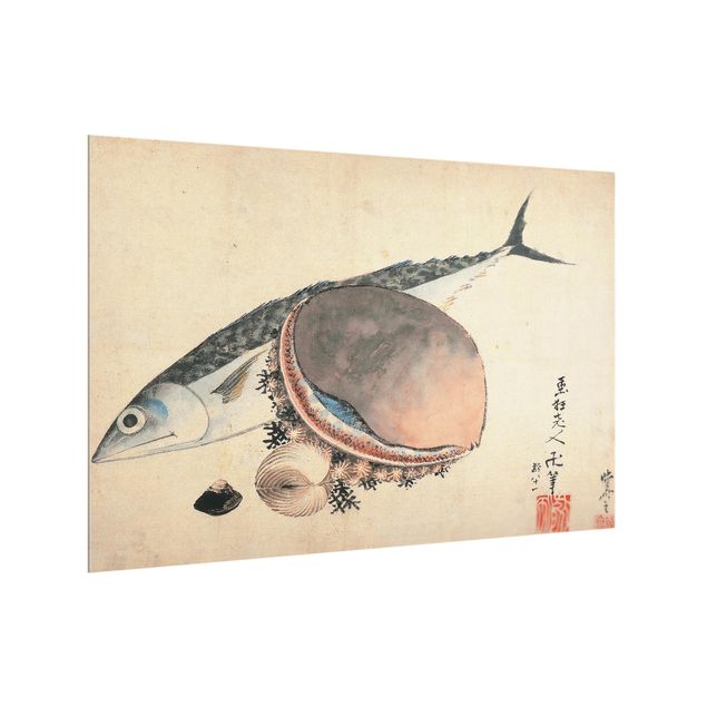 Paraschizzi con riproduzioni Katsushika Hokusai - Sgombri e conchiglie di mare