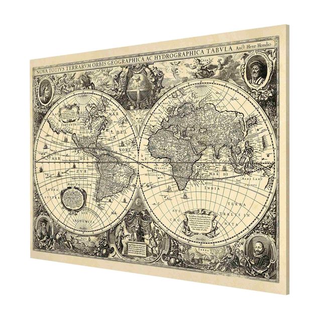 Quadri retro Mappa del mondo vintage Illustrazione antica