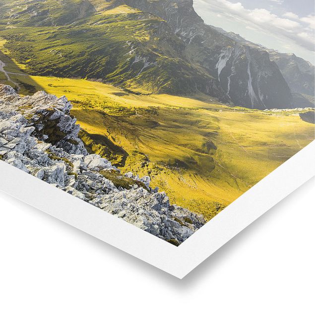 Poster paesaggio Montagne e valle delle Alpi di Lechtal in Tirolo
