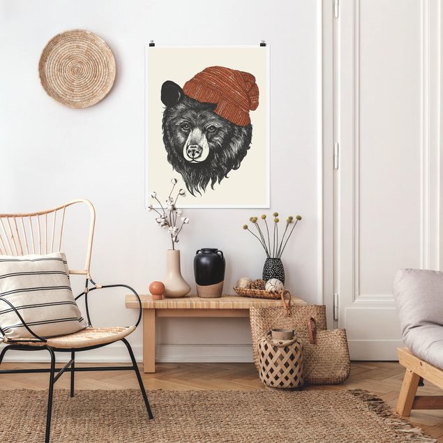 Quadro orso Illustrazione - Orso con cappuccio rosso disegno