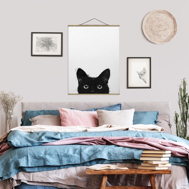 Quadri moderni   Illustrazione - Gatto nero su pittura bianca
