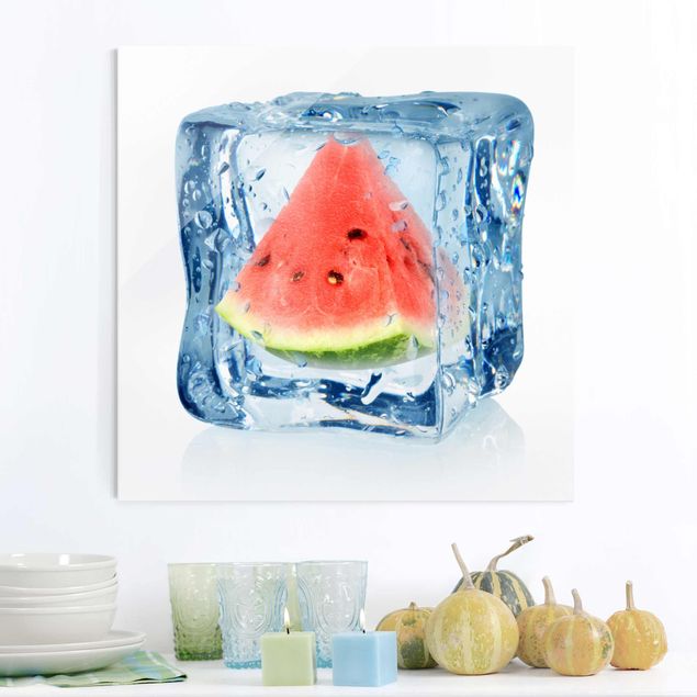 Quadro frutta Melone in cubetto di ghiaccio