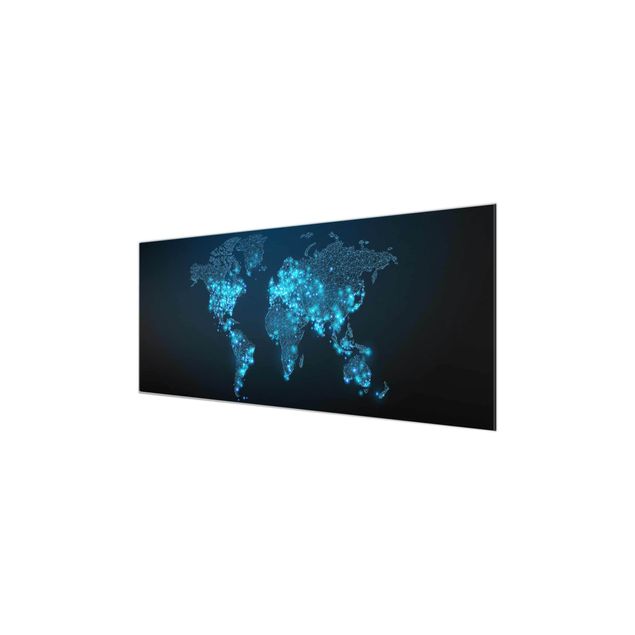 Glas Magnetboard Mondo connesso - Mappa del mondo