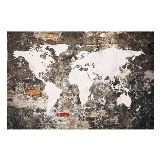 Glas Magnettafel Vecchia mappa del mondo a parete