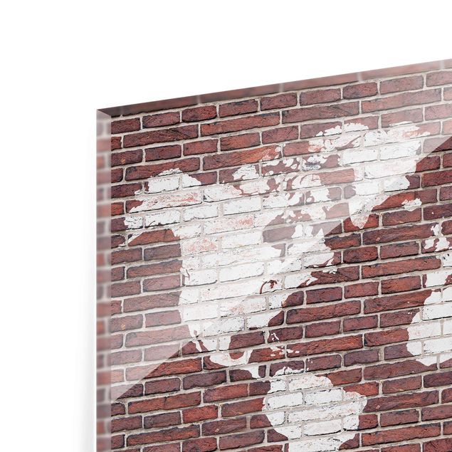 Quadro in vetro - Brick world map - Orizzontale 3:2
