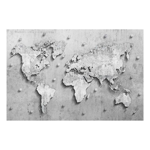 Magnettafel Glas Mappa del mondo in cemento
