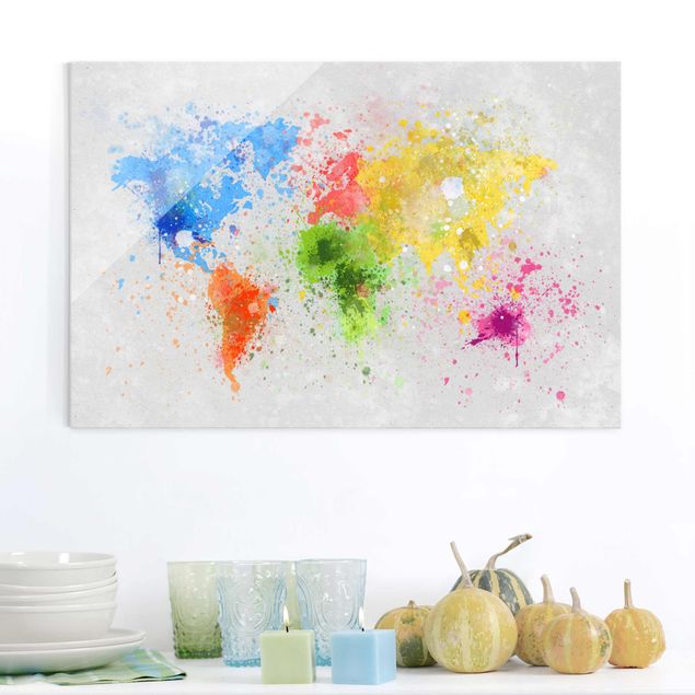 Quadri moderni   Mappa del mondo a schizzi colorati