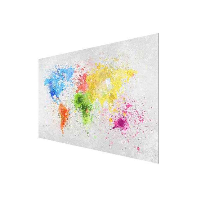 Glas Magnettafel Mappa del mondo a schizzi colorati