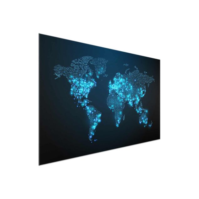 Quadri blu Mondo connesso - Mappa del mondo