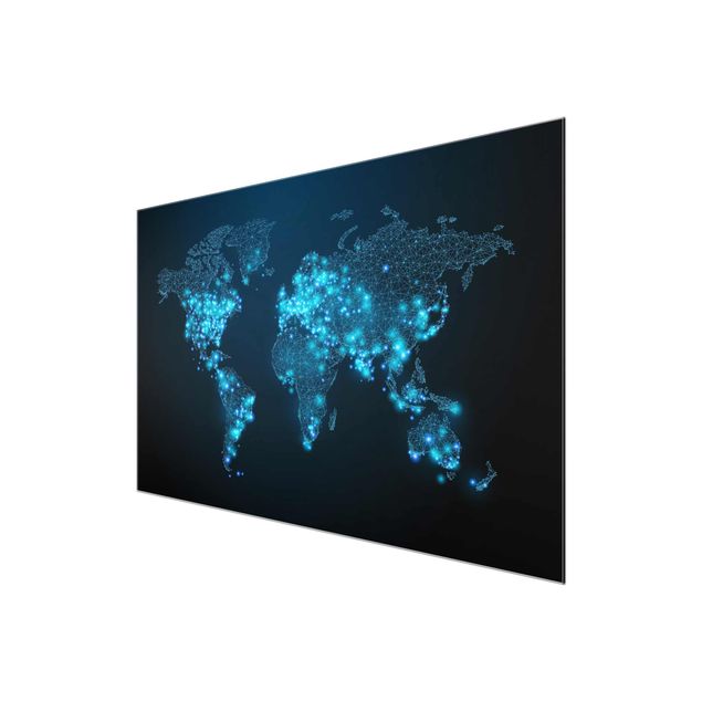 Glas Magnettafel Mondo connesso - Mappa del mondo