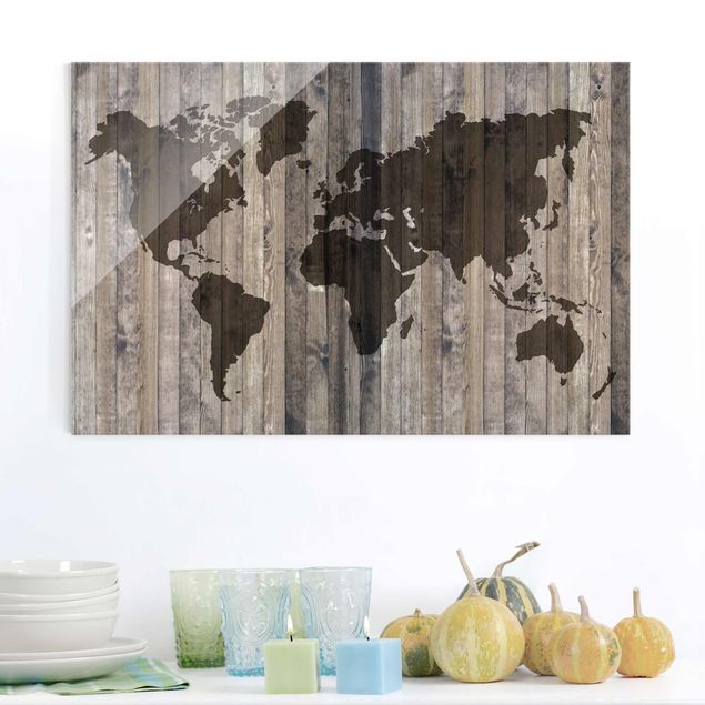 Quadri mappamondo Mappa del mondo in legno