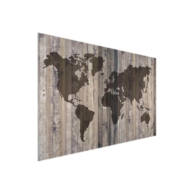 Stampe Mappa del mondo in legno