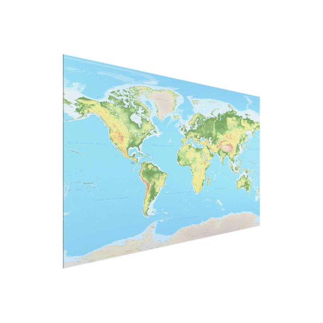 Quadri blu Mappa del mondo fisico