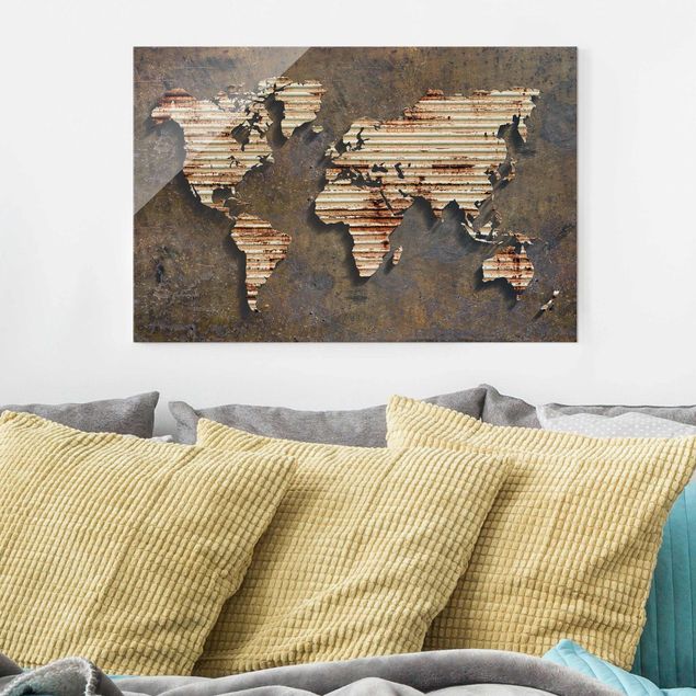Quadro moderno Mappa del mondo di ruggine