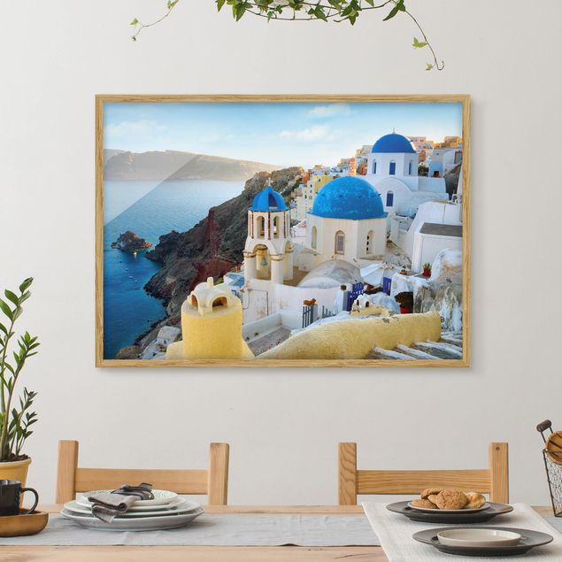 Quadri con cornice con architettura e skylines Santorini