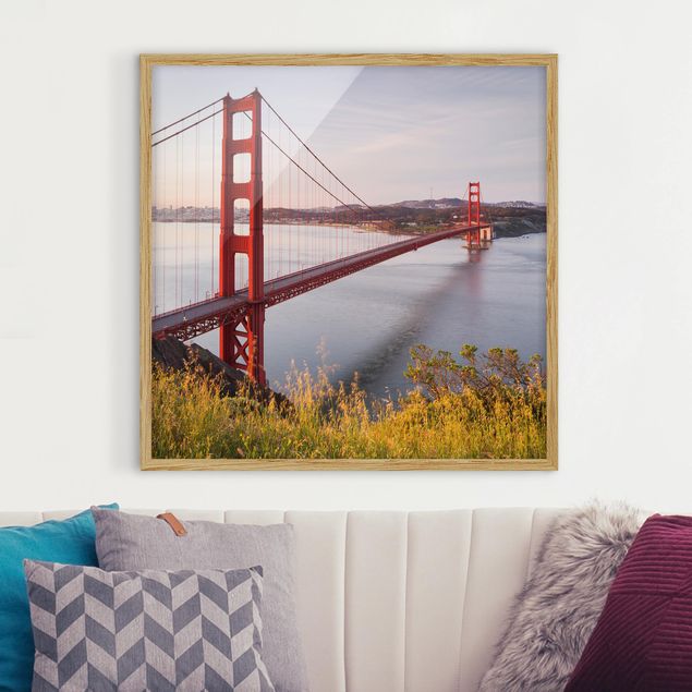 Quadri con cornice architettura e skylines  Ponte del Golden Gate a San Francisco