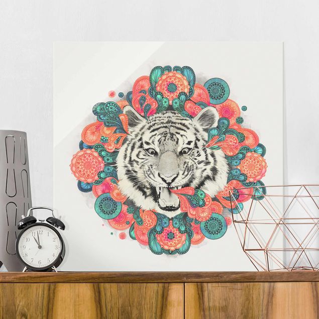 Magnettafel Glas Illustrazione - Tigre Disegno Mandala Paisley