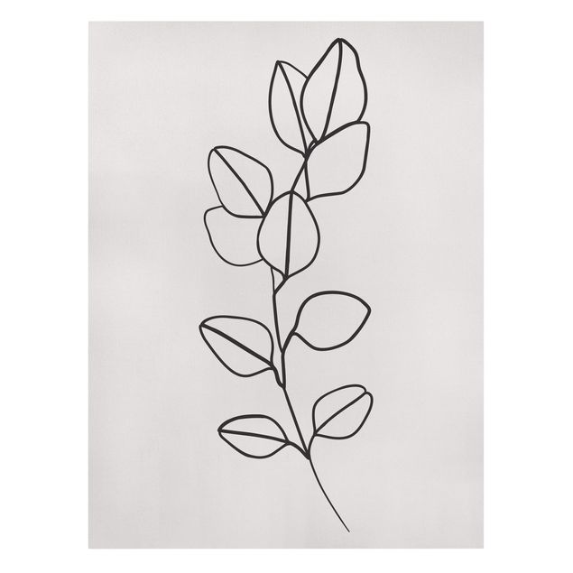 Quadri di fiori Line Art - Ramo di foglie in bianco e nero