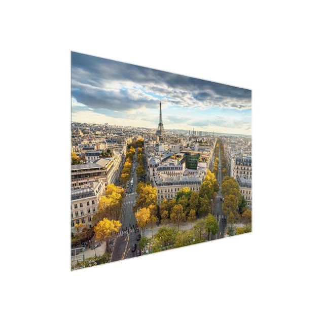 Quadri in vetro con architettura e skylines Bella giornata a Parigi