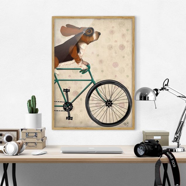 Quadri con cornice con animali Ciclismo - Bassotto in bicicletta