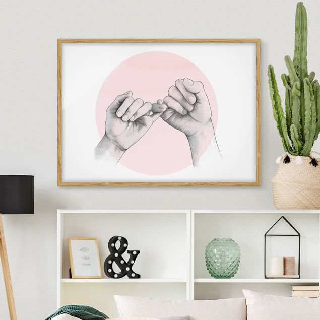 Quadro moderno Illustrazione - Mani Cerchio dell'Amicizia Rosa Bianco