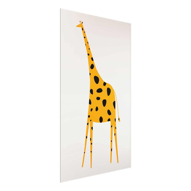 Quadri in vetro con animali Giraffa gialla