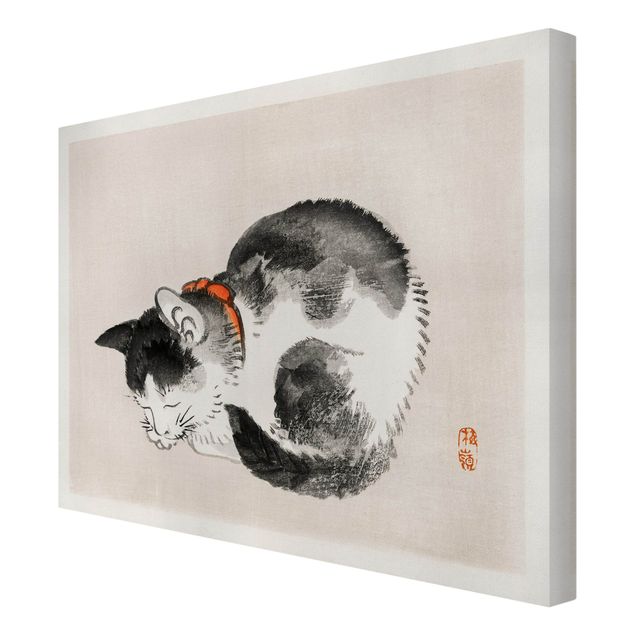 Quadri stampe Disegno vintage asiatico gatto addormentato