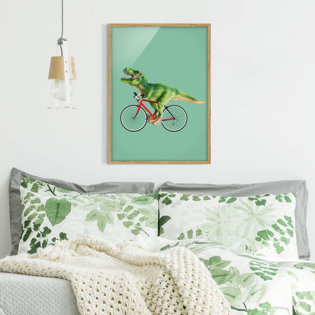 Riproduzioni quadri famosi Dinosauro con bicicletta