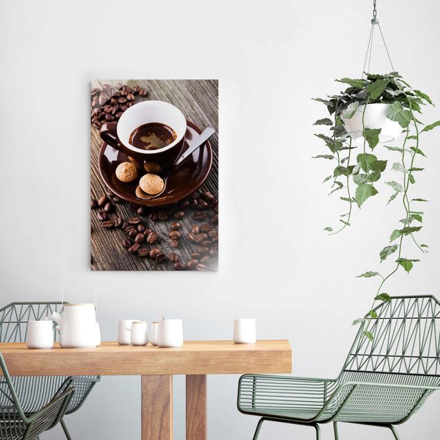 Riproduzioni quadri Tazze da caffè con chicchi di caffè
