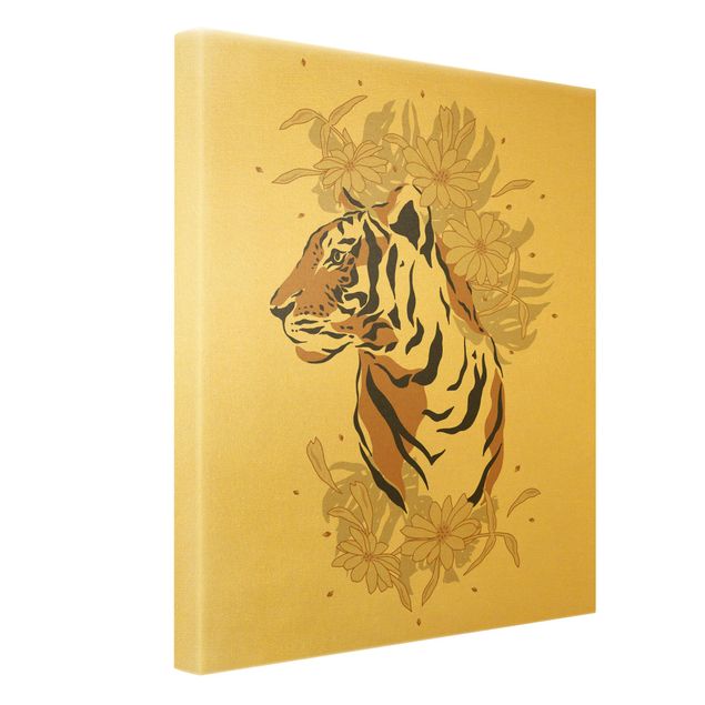 Quadro su tela oro - Animali del safari - Ritratto di tigre