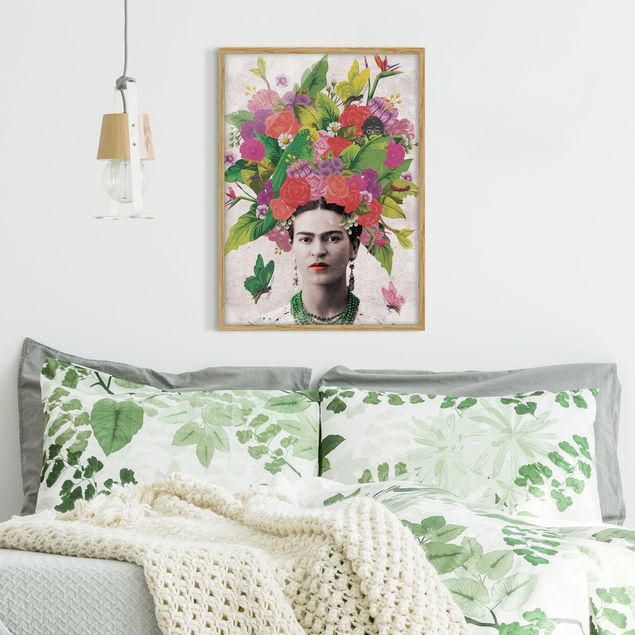 Quadri con cornice con fiori Frida Kahlo - Ritratto di fiori