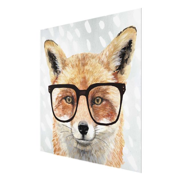 Glas Magnetboard Animali con occhiali - Volpe