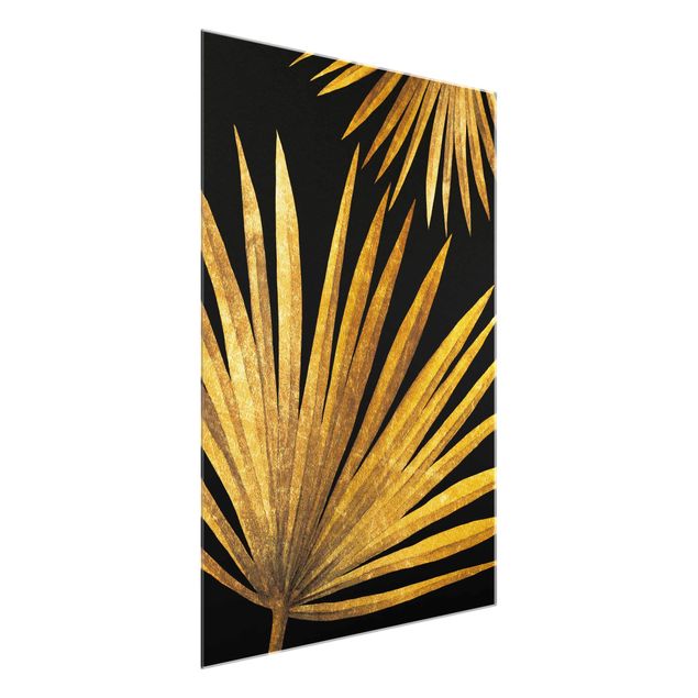Quadri di fiori Oro - Foglia di palma su nero