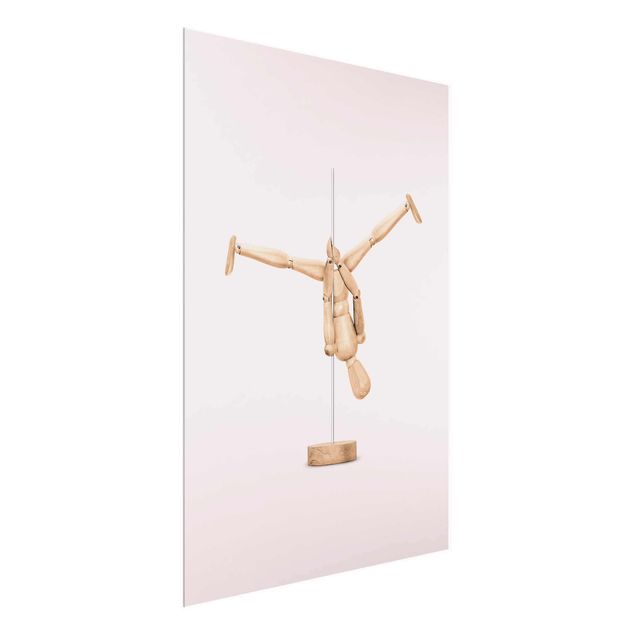 Quadro vintage Pole Dance con figura in legno