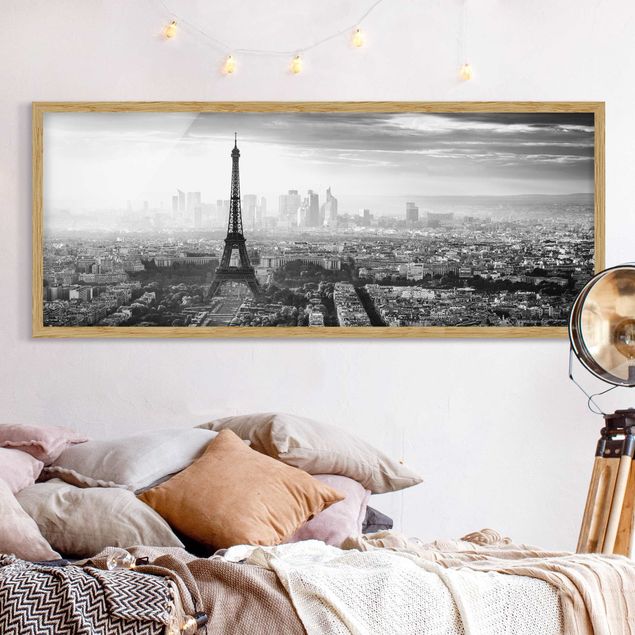 Quadri Parigi La Torre Eiffel dall'alto in bianco e nero