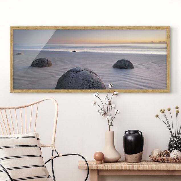 Quadri con cornice con spiaggia Moeraki massi Nuova Zelanda