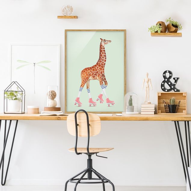 Quadri giraffa Giraffa con pattini a rotelle