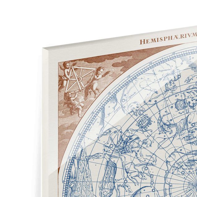 Quadro in vetro - Vintage Mappa Stellare Nord Hemissphere - Quadrato 1:1