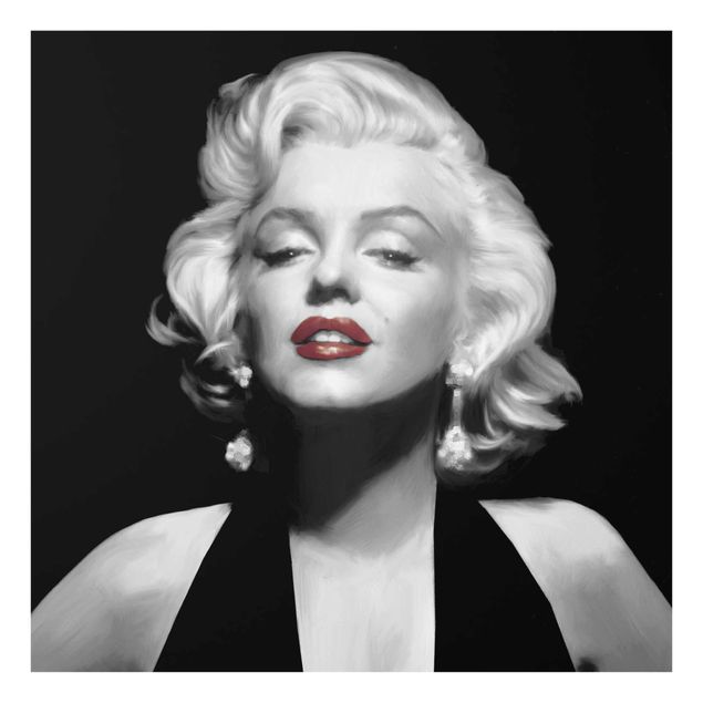 Magnettafel Glas Marilyn con le labbra rosse