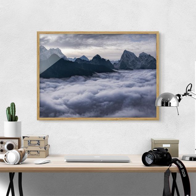 Quadro paesaggio Mare di nuvole nell'Himalaya