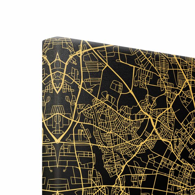 Quadro su tela oro - Pianta della città Copenaghen - Classico in nero