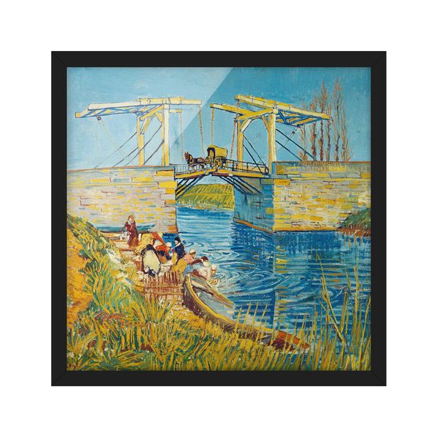 Stampe quadri famosi Vincent van Gogh - Il ponte levatoio di Arles con un gruppo di lavandaie