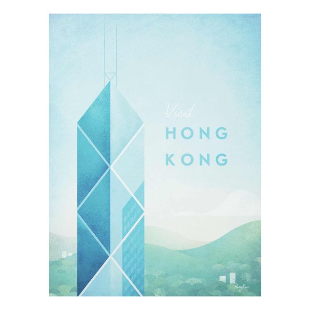 Quadro moderno blu Poster di viaggio - Hong Kong