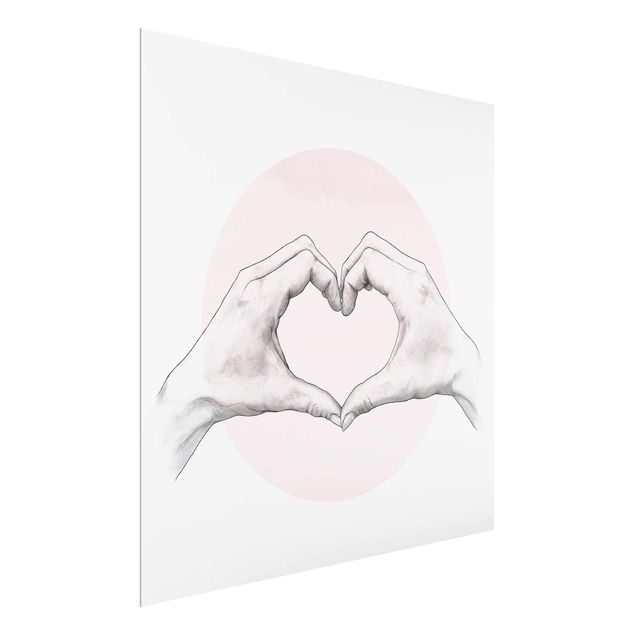Amore quadri Illustrazione - Cuore Mani Cerchio Rosa Bianco
