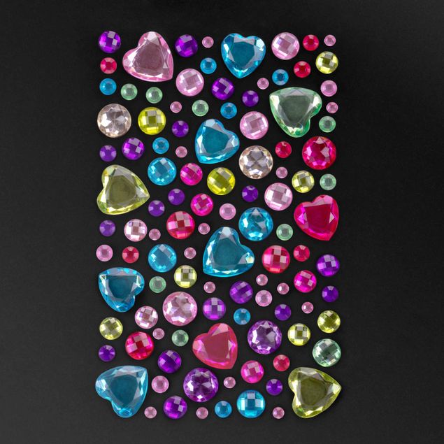 100 x Set di strass - Cuori di cristallo multicolore