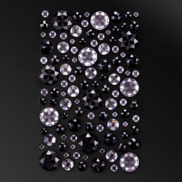 100 x Set di strass - Cristalli argento nero